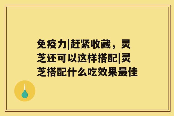 免疫力|赶紧收藏，灵芝还可以这样搭配|灵芝搭配什么吃效果佳