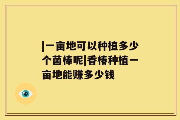 |一亩地可以种植多少个菌棒呢|香椿种植一亩地能赚多少钱