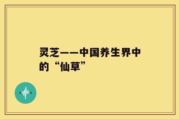 灵芝——中国养生界中的“仙草” 灵芝——中国养生界中的“仙草”