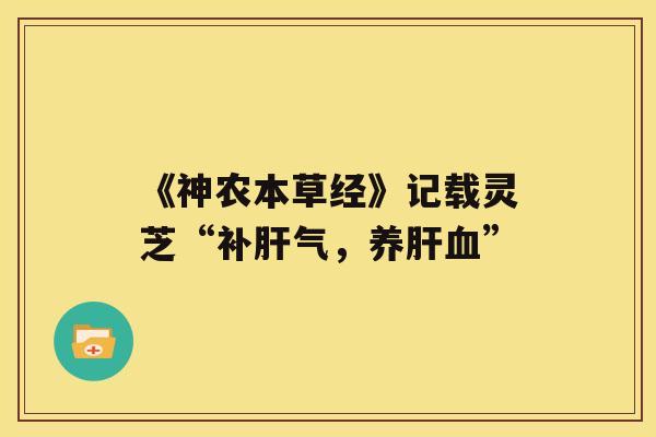 《神农本草经》记载灵芝“补肝气,养肝血” 《神农本草经》记载灵芝“补肝气,养肝血”