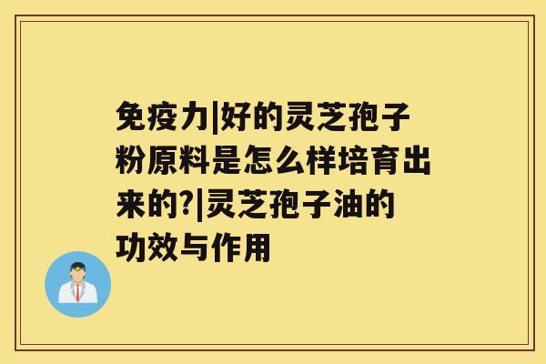 免疫力|好的灵芝孢子粉原料是怎么样培育出来的?|灵芝孢子油的功效与作用