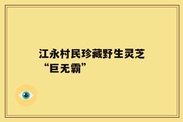 江永村民珍藏野生灵芝“巨无霸”