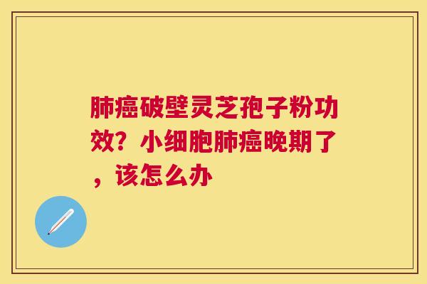 破壁灵芝孢子粉功效？小细胞晚期了，该怎么办