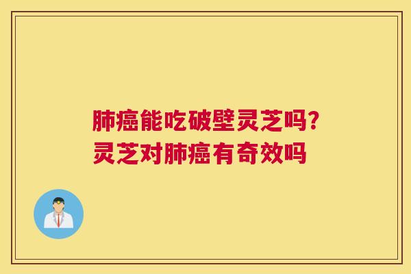 能吃破壁灵芝吗？灵芝对有奇效吗