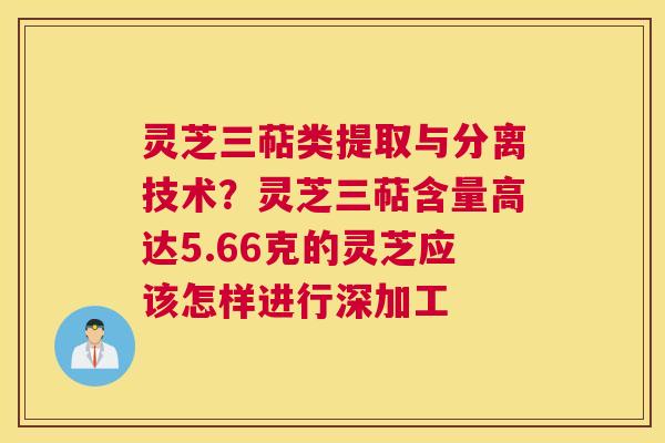 灵芝三萜类提取与分离技术？灵芝三萜含量高达5.66克的灵芝应该怎样进行深加工