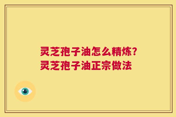 灵芝孢子油怎么精炼？灵芝孢子油正宗做法