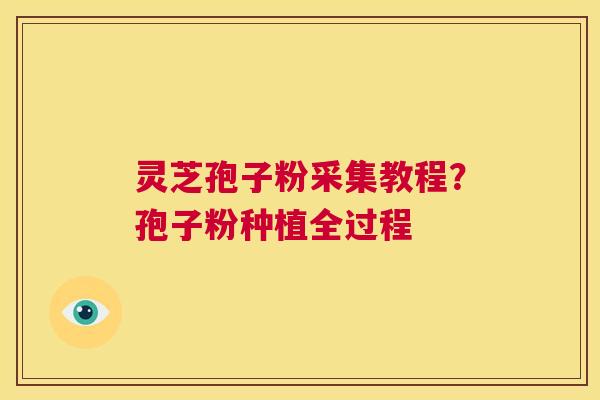 灵芝孢子粉采集教程？孢子粉种植全过程