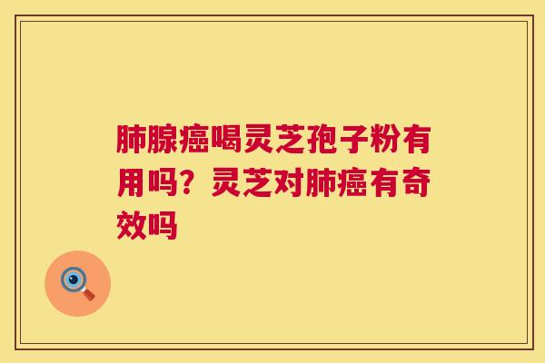 腺喝灵芝孢子粉有用吗？灵芝对有奇效吗
