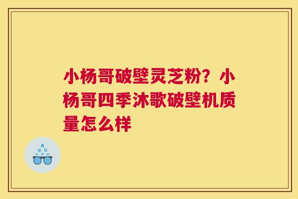 小杨哥破壁灵芝粉？小杨哥四季沐歌破壁机质量怎么样