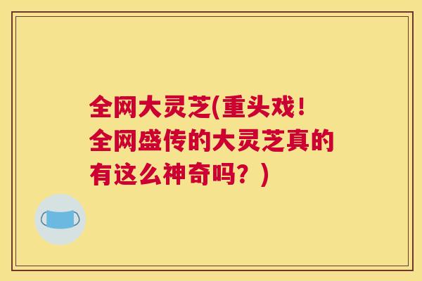 全网大灵芝(重头戏！全网盛传的大灵芝真的有这么神奇吗？)