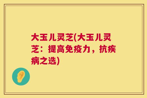 大玉儿灵芝(大玉儿灵芝：提高免疫力，抗之选)