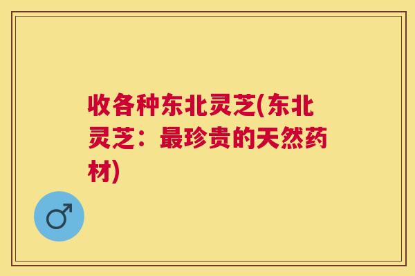 收各种东北灵芝(东北灵芝：珍贵的天然药材)