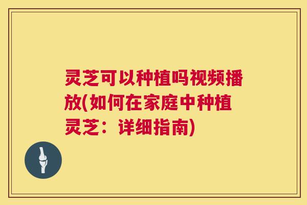 灵芝可以种植吗视频播放(如何在家庭中种植灵芝：详细指南)