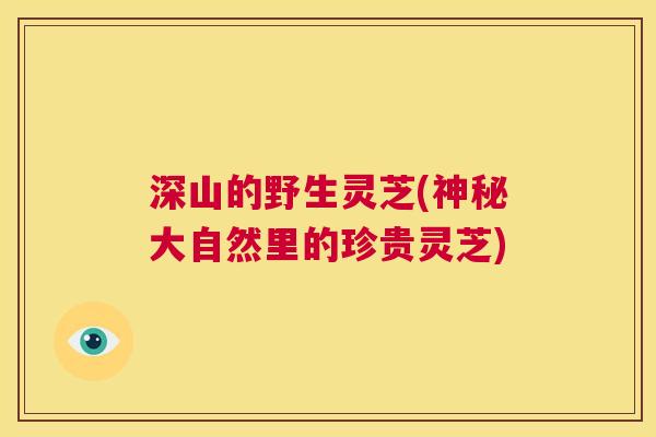 深山的野生灵芝(神秘大自然里的珍贵灵芝)