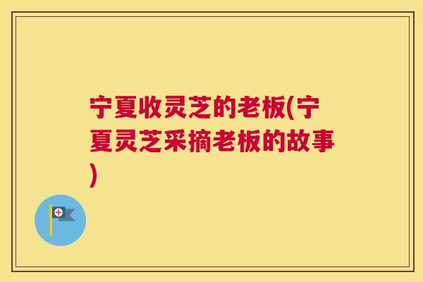 宁夏收灵芝的老板(宁夏灵芝采摘老板的故事)