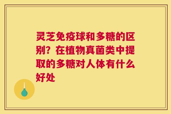 灵芝免疫球和多糖的区别？在植物真菌类中提取的多糖对人体有什么好处