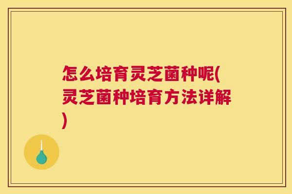 怎么培育灵芝菌种呢(灵芝菌种培育方法详解)