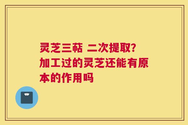 灵芝三萜 二次提取？加工过的灵芝还能有原本的作用吗