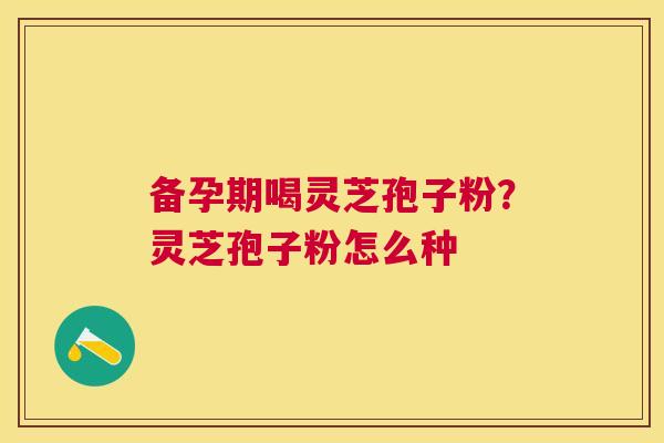 备孕期喝灵芝孢子粉？灵芝孢子粉怎么种