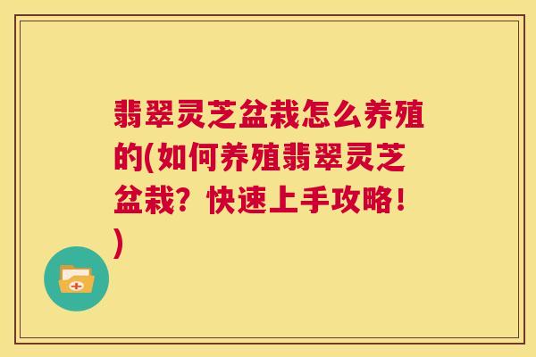 翡翠灵芝盆栽怎么养殖的(如何养殖翡翠灵芝盆栽？快速上手攻略！)