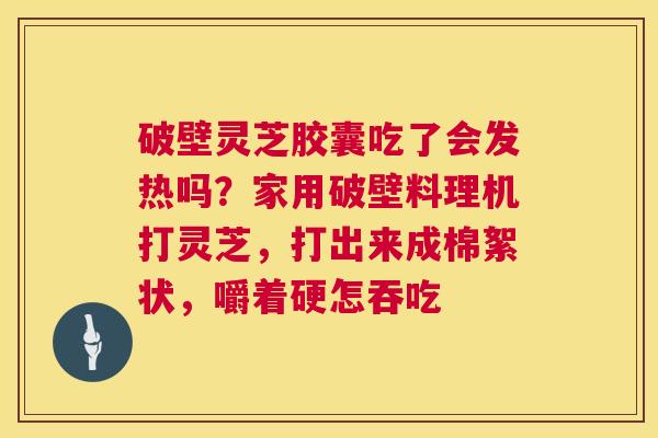 破壁灵芝胶囊吃了会发热吗？家用破壁料理机打灵芝，打出来成棉絮状，嚼着硬怎吞吃