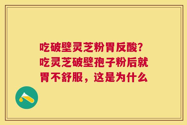 吃破壁灵芝粉胃反酸？吃灵芝破壁孢子粉后就胃不舒服，这是为什么