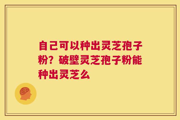 自己可以种出灵芝孢子粉？破壁灵芝孢子粉能种出灵芝么
