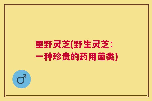 里野灵芝(野生灵芝：一种珍贵的药用菌类)