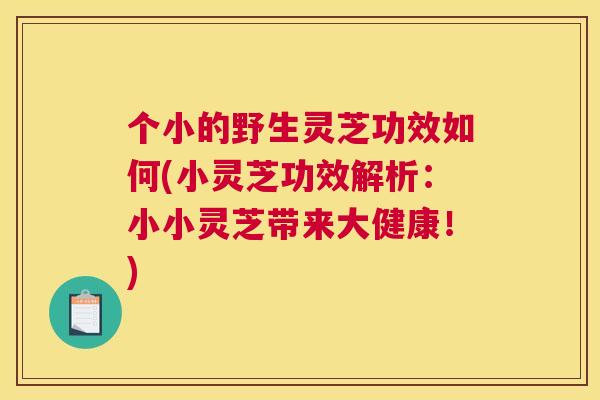 个小的野生灵芝功效如何(小灵芝功效解析：小小灵芝带来大健康！)