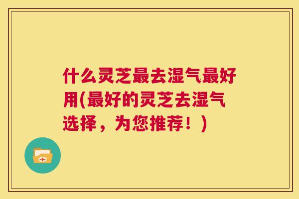 什么灵芝去湿气好用(好的灵芝去湿气选择，为您推荐！)