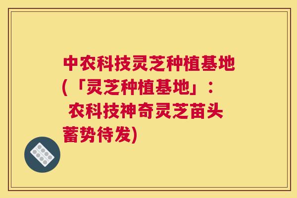 中农科技灵芝种植基地(「灵芝种植基地」： 农科技神奇灵芝苗头蓄势待发)