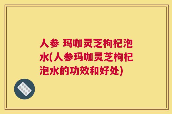 人参 玛咖灵芝枸杞泡水(人参玛咖灵芝枸杞泡水的功效和好处)