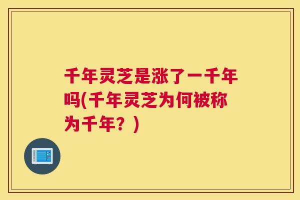 千年灵芝是涨了一千年吗(千年灵芝为何被称为千年？)