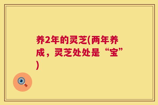 养2年的灵芝(两年养成，灵芝处处是“宝”)