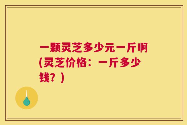 一颗灵芝多少元一斤啊(灵芝价格：一斤多少钱？)