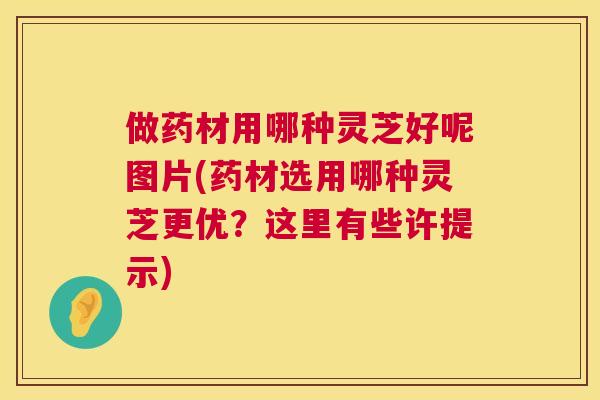 做药材用哪种灵芝好呢图片(药材选用哪种灵芝更优？这里有些许提示)