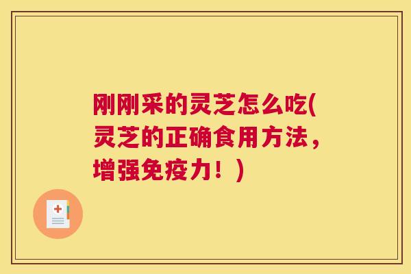 刚刚采的灵芝怎么吃(灵芝的正确食用方法，增强免疫力！)