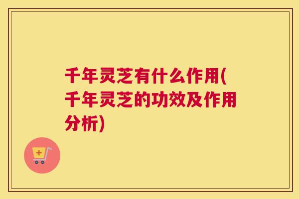 千年灵芝有什么作用(千年灵芝的功效及作用分析)