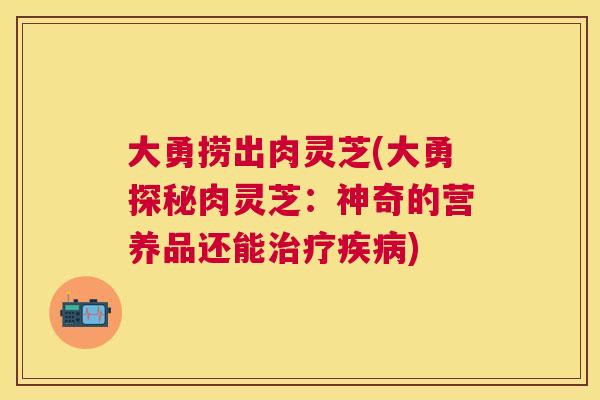 大勇捞出肉灵芝(大勇探秘肉灵芝：神奇的营养品还能)