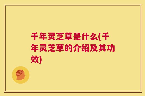 千年灵芝草是什么(千年灵芝草的介绍及其功效)