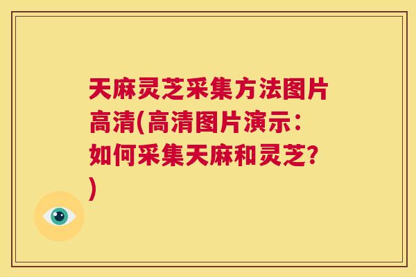 天麻灵芝采集方法图片高清(高清图片演示：如何采集天麻和灵芝？)