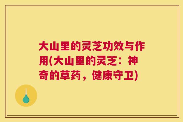 大山里的灵芝功效与作用(大山里的灵芝：神奇的草药，健康守卫)