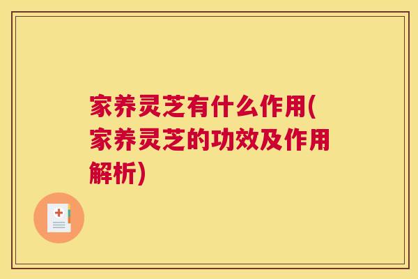 家养灵芝有什么作用(家养灵芝的功效及作用解析)