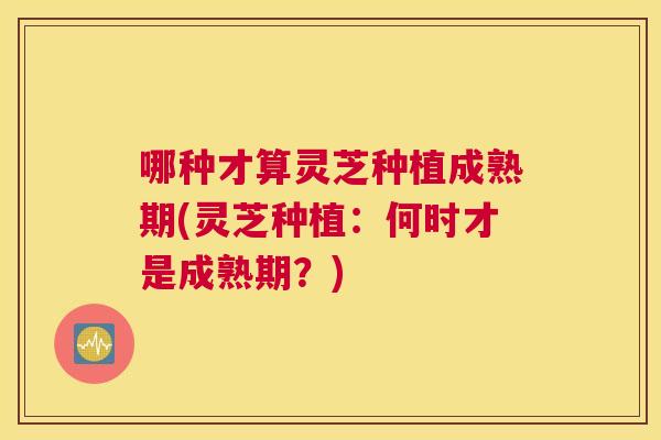 哪种才算灵芝种植成熟期(灵芝种植：何时才是成熟期？)