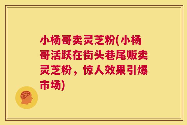 小杨哥卖灵芝粉(小杨哥活跃在街头巷尾贩卖灵芝粉，惊人效果引爆市场)