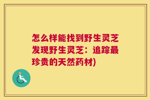 怎么样能找到野生灵芝发现野生灵芝：追踪珍贵的天然药材)