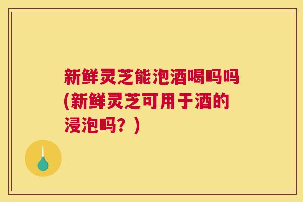 新鲜灵芝能泡酒喝吗吗(新鲜灵芝可用于酒的浸泡吗？)