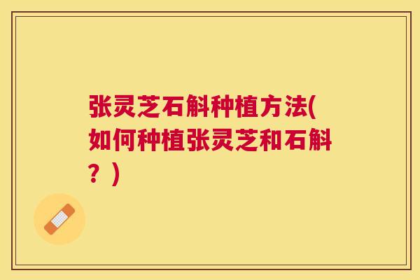 张灵芝石斛种植方法(如何种植张灵芝和石斛?) 张灵芝石斛种植方法(如何种植张灵芝和石斛?)