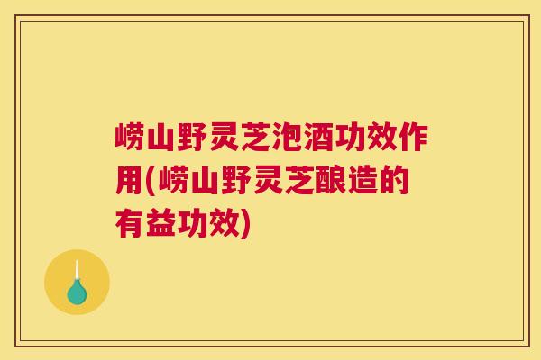 崂山野灵芝泡酒功效作用(崂山野灵芝酿造的有益功效) 崂山野灵芝泡酒功效作用(崂山野灵芝酿造的有益功效)