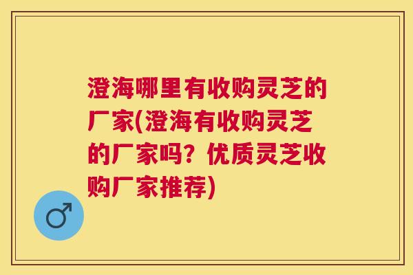 澄海哪里有收购灵芝的厂家(澄海有收购灵芝的厂家吗?优质灵芝收购厂家推荐) 澄海哪里有收购灵芝的厂家(澄海有收购灵芝的厂家吗?优质灵芝收购厂家推荐)